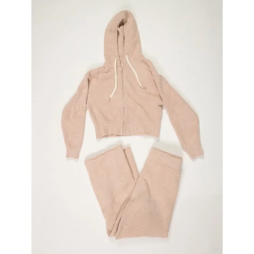 UGG Sherpa Fluff Hoodie & Wide Leg Lounge Set Pink Cozy Luxe Matching Set S